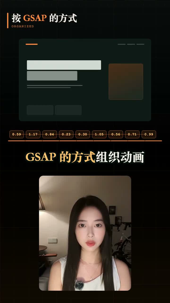 视频画面展示按 GSAP 方式组织动画