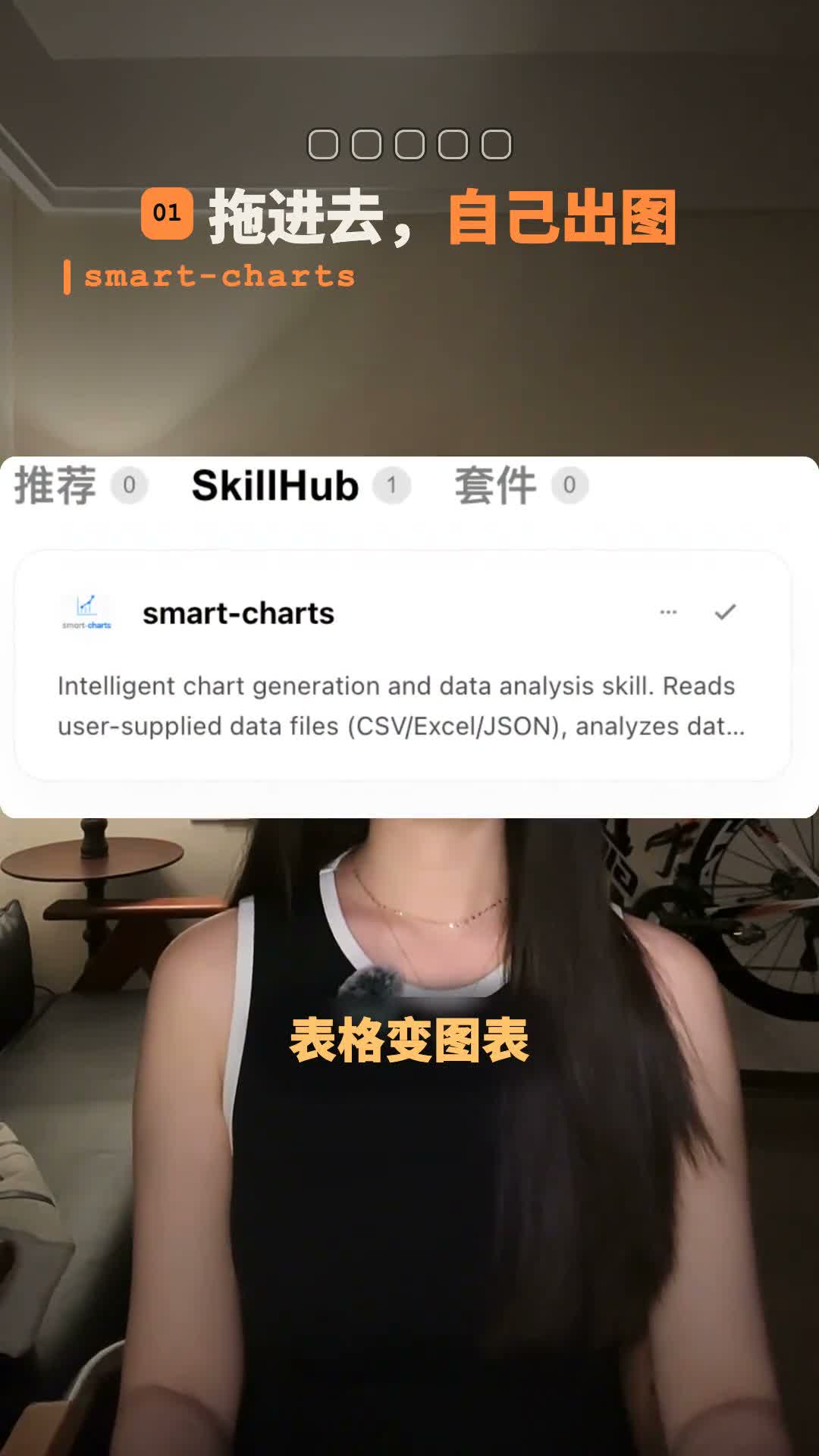 视频画面展示 smart-charts 表格转图表 Skill