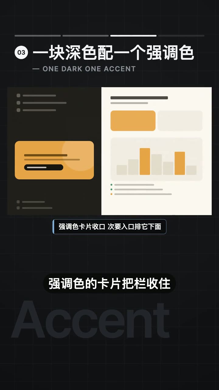 一块深色配一个强调色后台排版的视频演示截图